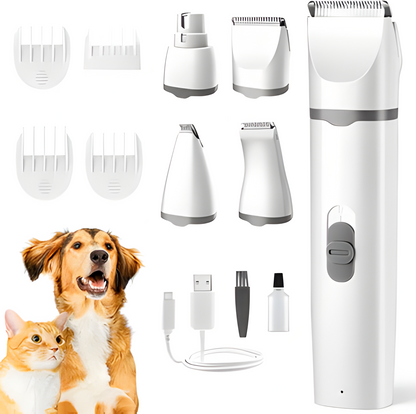 Professional cordless dog grooming clippers kit with quiet operation for home pet care.