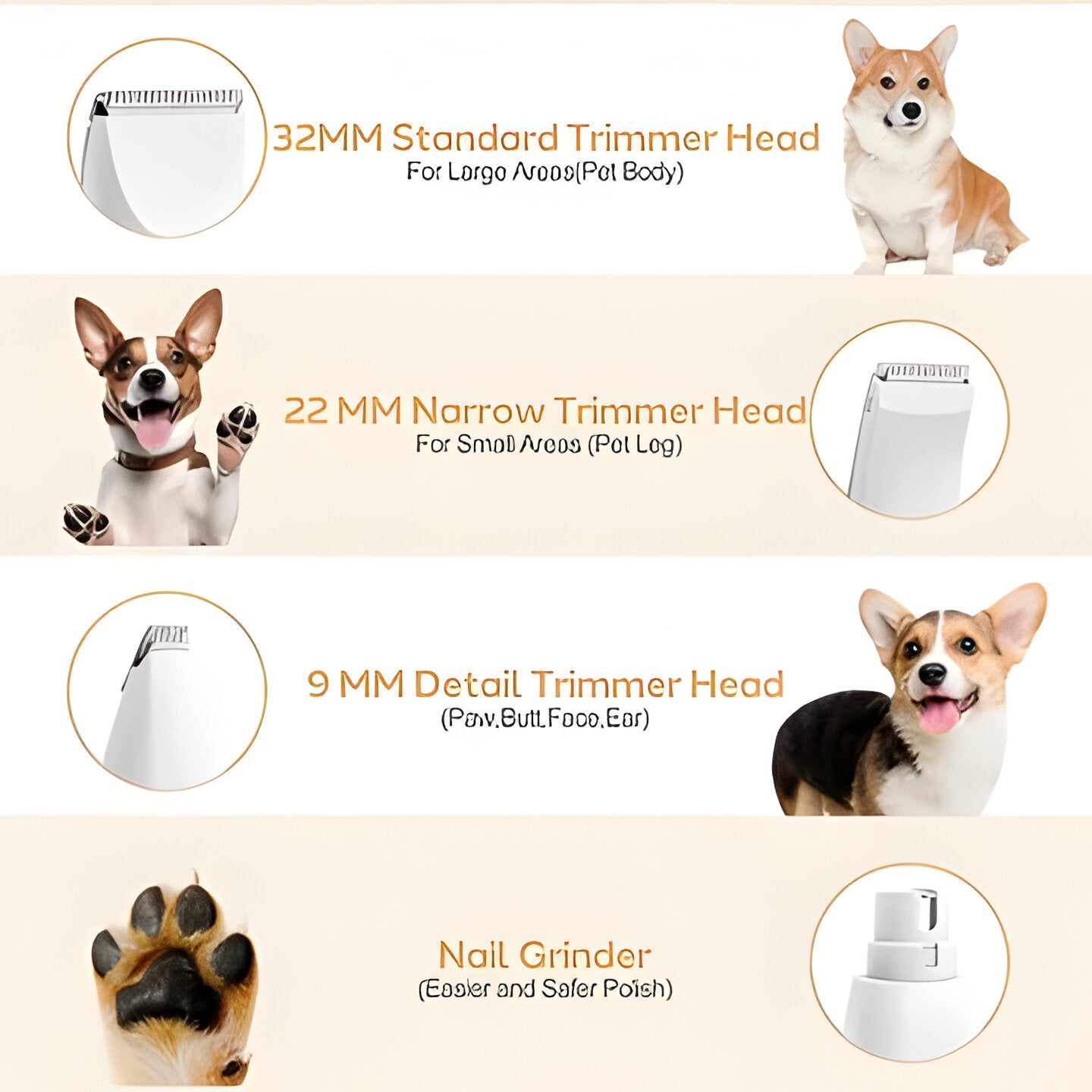 Happy dog getting a quiet, stress-free grooming with cordless pet clippers kit.