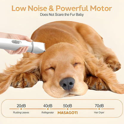 Rechargeable cordless pet clippers for convenient & professional dog grooming; ideal for home or travel.