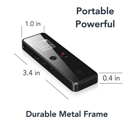 Digital voice recorder with noise reduction, voice activation, and auto-save for professional sound recording.