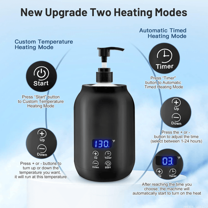 Sleek tabletop electric massage oil heater, essential professional spa equipment for warming therapy oils.