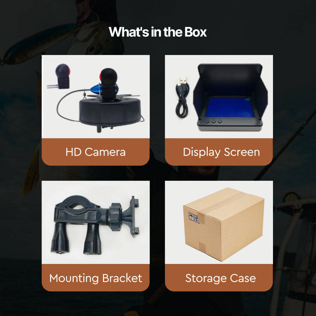 Side profile of a professional fish finder with integrated 4K camera, durable design