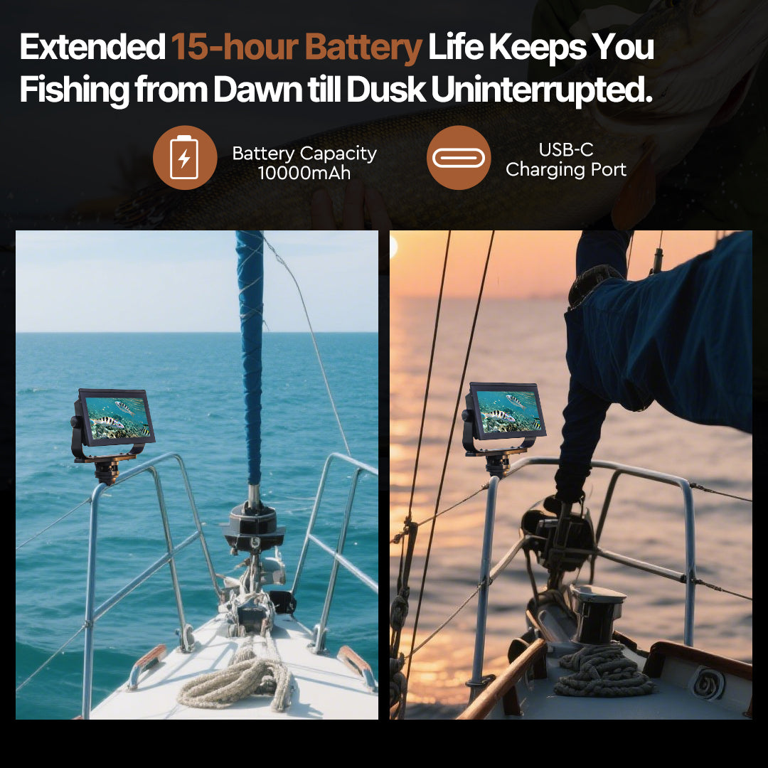 Compact professional fish finder with 4K camera, perfect for on-the-go fishing trips