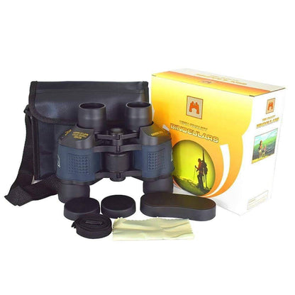 High-definition binoculars, perfect for bird watching, hunting, and outdoor adventures. Angled view.