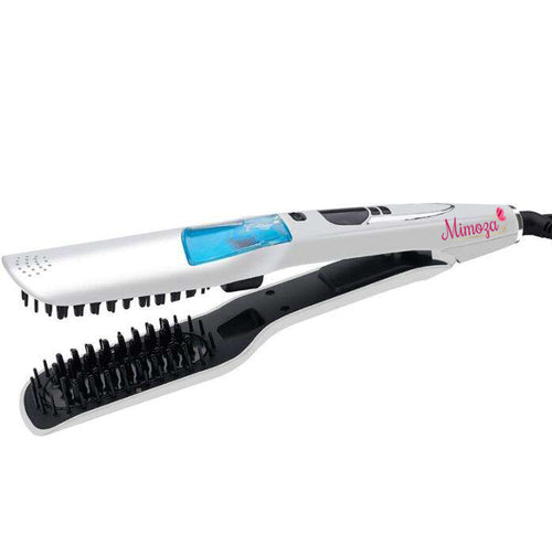 Professional steam hair straightener with ceramic plates for smooth, shiny, anti-damage styling on all hair types.