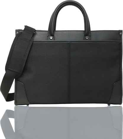 Professional unisex faux leather business briefcase with organized storage, ideal for work and travel.