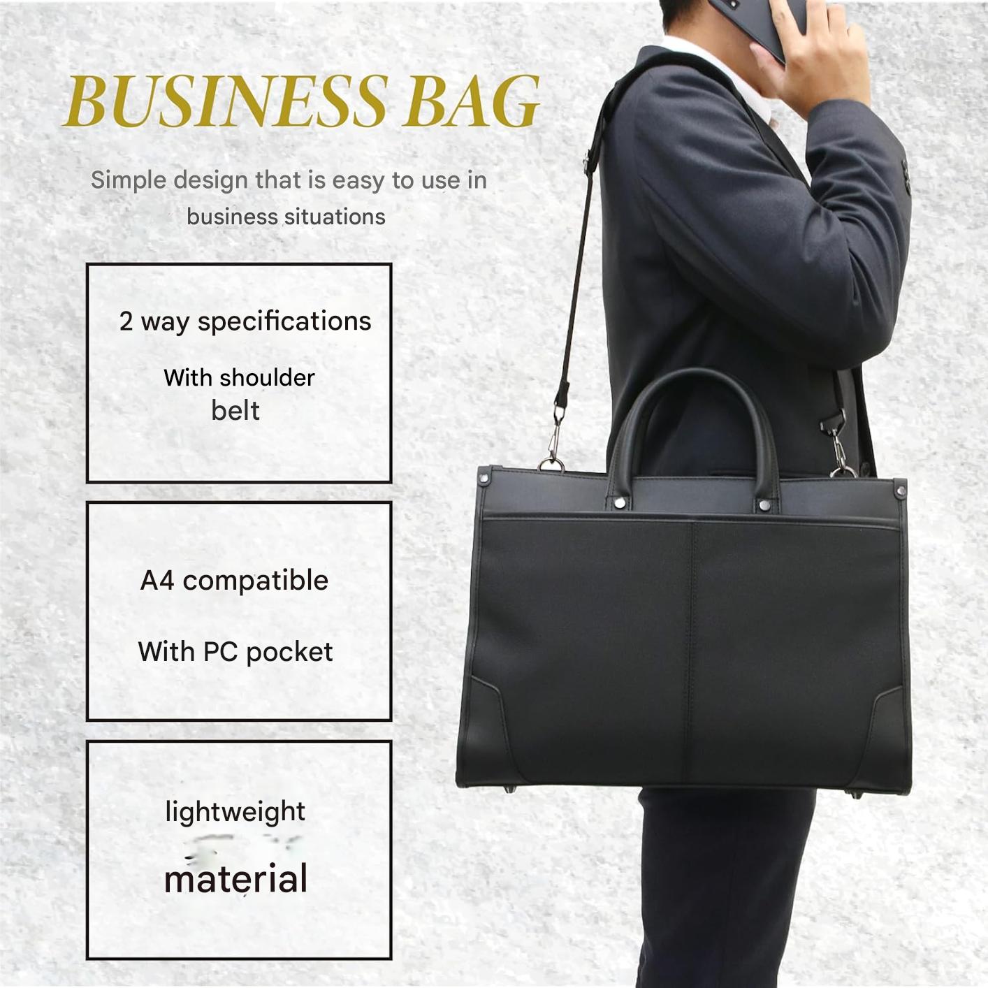 Unisex 2-way business briefcase, stylish faux leather work bag, can be carried as messenger or handheld.