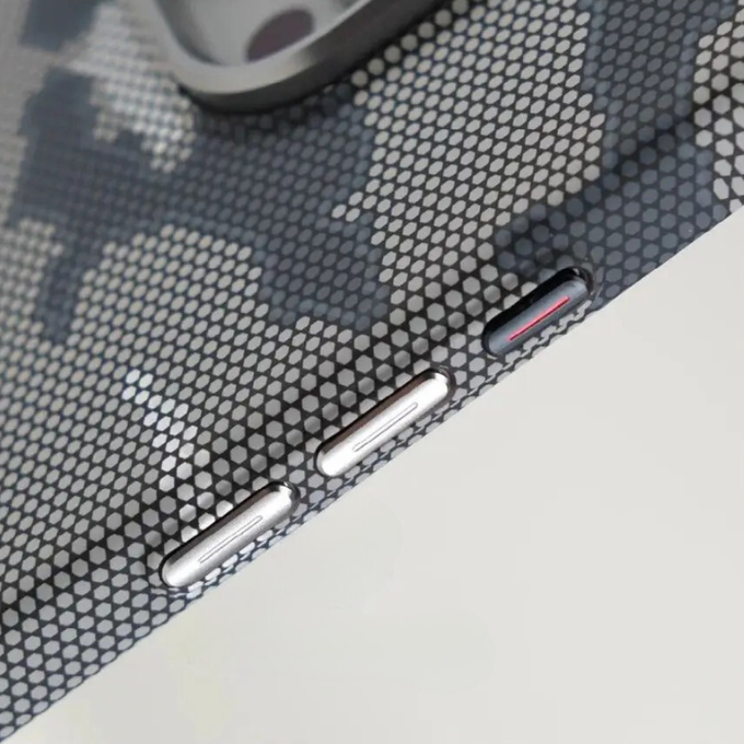 Slim carbon fiber camo iPhone case, dustproof and protective for everyday use.