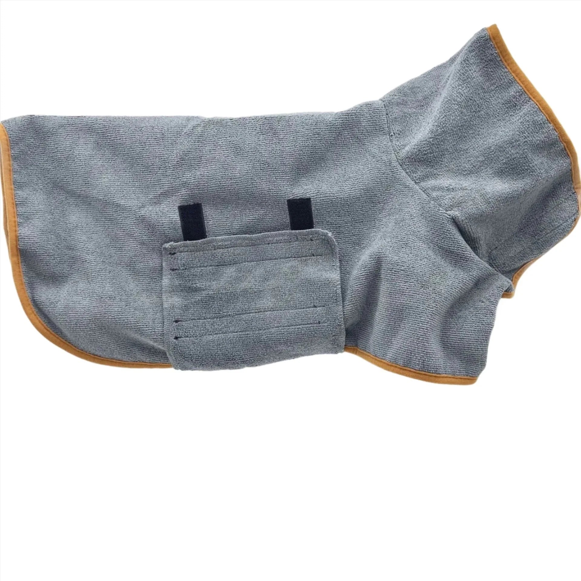 Cozy post-bath dog bathrobe made from super absorbent, quick-dry material, ensuring pet comfort & fast drying.