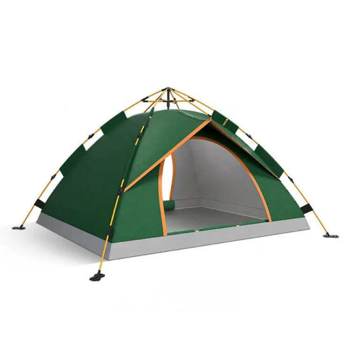 Compact quick setup camping tent, packed for travel, highlighting its portability.