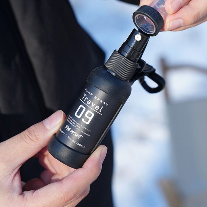 QuickMist Unisex Utility Spray Bottle Set arrayed, ready for hiking, biking & travel adventures