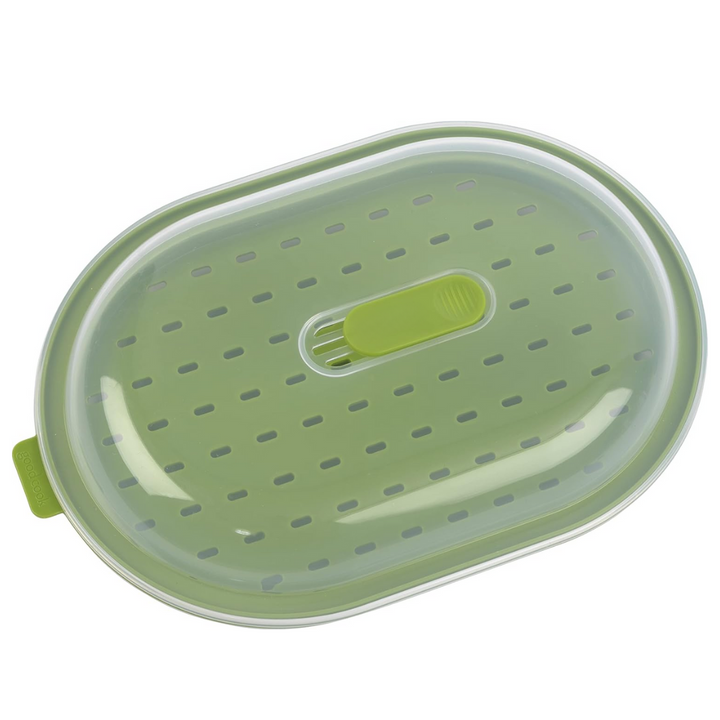 Healthy meal prep with QuickSteam microwave steamer. Quickly cook vegetables, fish & more. Easy clean.