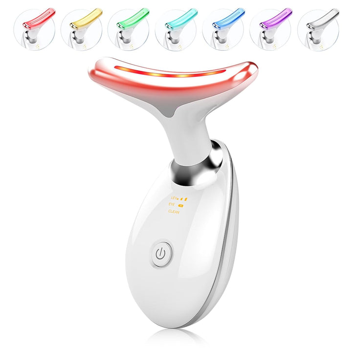 Unisex 7-Color LED facial massager in use, delivering light therapy for skin rejuvenation and anti-aging benefits.