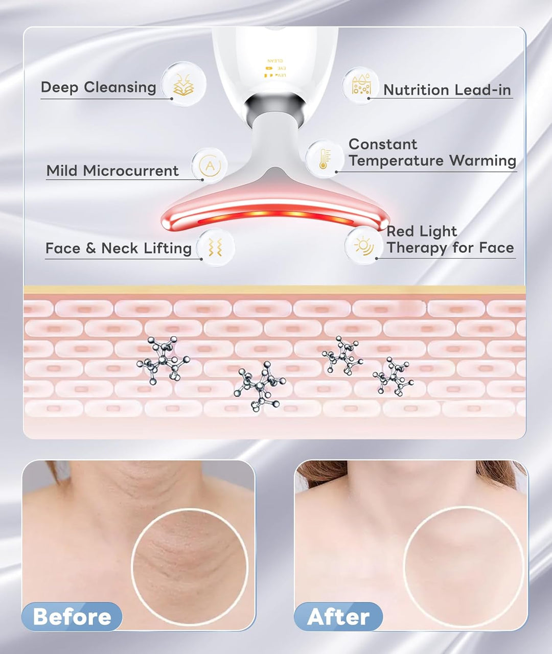 Sleek RadiantGlow 7-Color LED facial massager, an advanced anti-aging skincare tool for luminous complexion.