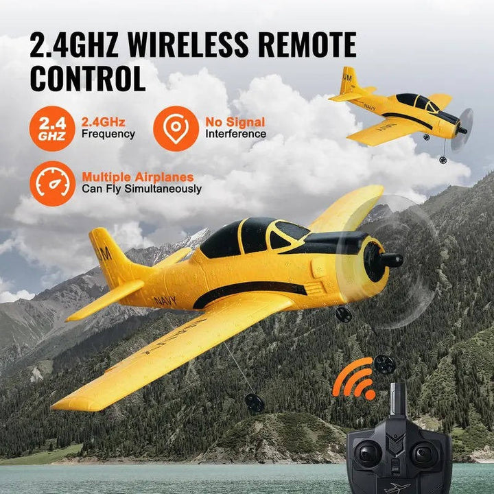 RC fixed wing plane, great drone alternative for outdoor fun. 6-axis gyro for stable, beginner-friendly control.
