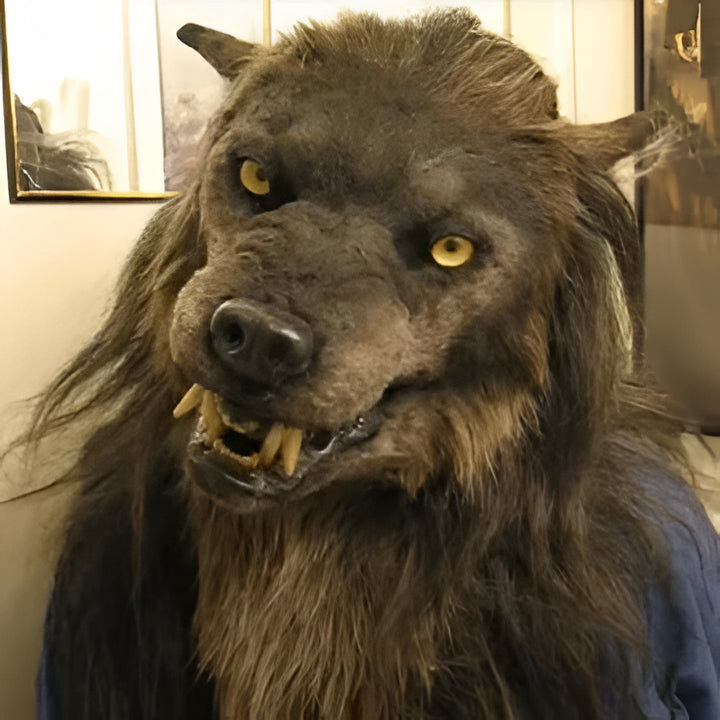 Realistic full-face wolf mask for adults, perfect for scary Halloween costumes & werewolf cosplay parties.
