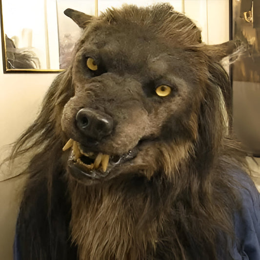 Realistic full-face wolf mask for adults, perfect for scary Halloween costumes & werewolf cosplay parties.