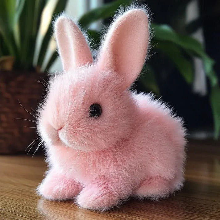 Cute, realistic interactive bunny plush toy, perfect kids gift for children's pretend play.