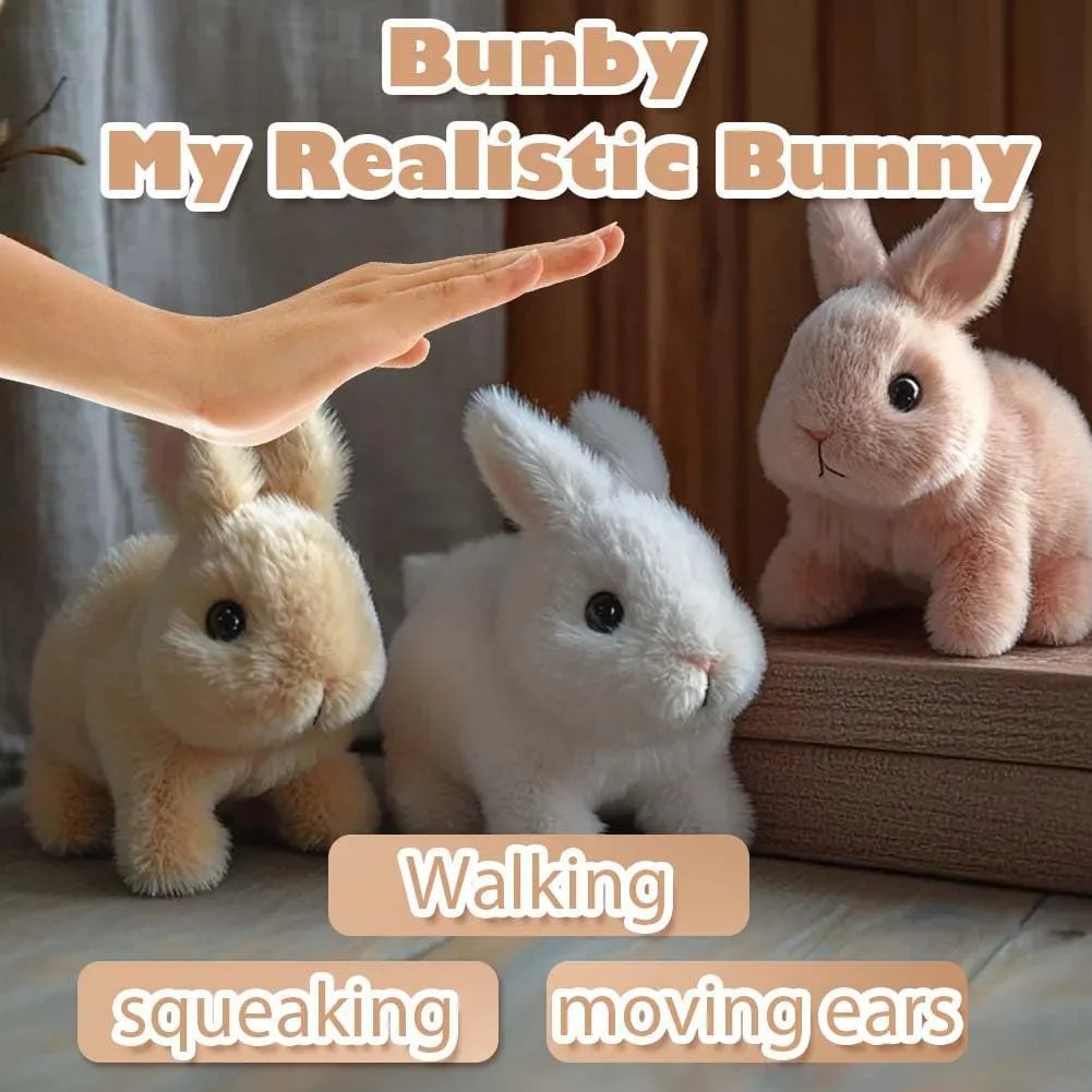 Engaging realistic interactive bunny toy with soft plush, an electronic pet for kids.