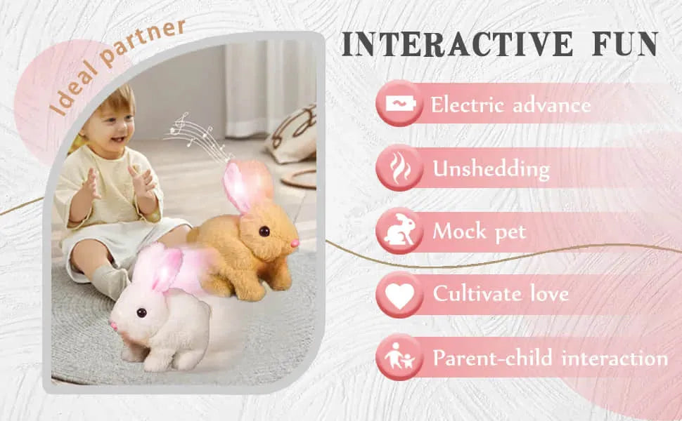 Adorable realistic interactive bunny toy, a cute plush electronic pet and perfect kids' gift.