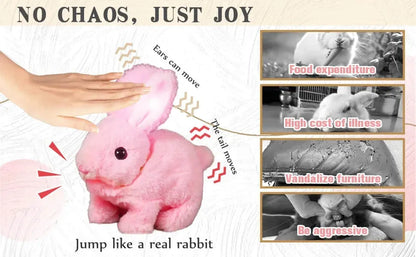 Close-up of a realistic interactive bunny toy, showing its lifelike fur and features for kids.