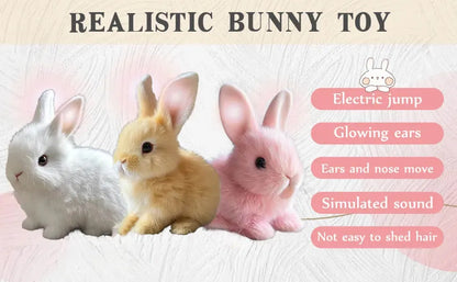 Child playing with a realistic interactive bunny toy, a cuddly electronic pet for fun pretend play.
