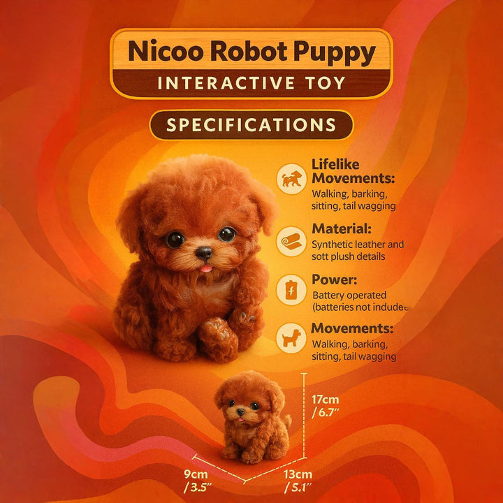 Gentle plush robot puppy pet toy, an interactive and realistic electronic dog for kids' imaginative play.