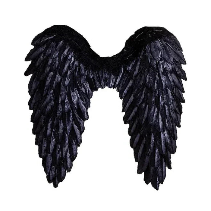 Realistic white angel wings costume for unisex Halloween cosplay & parties. Perfect fantasy dress-up accessory.