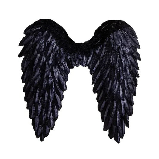 Realistic white angel wings costume for unisex Halloween cosplay & parties. Perfect fantasy dress-up accessory.
