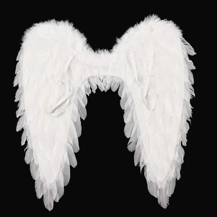 Dramatic black angel wings costume for adult cosplay, Halloween, or stage performance. Realistic fantasy prop.