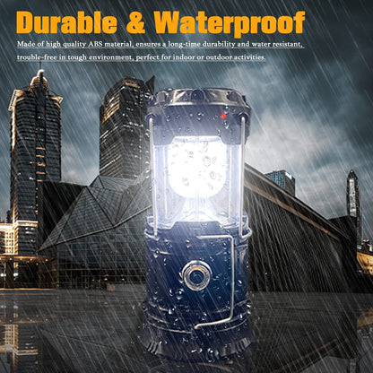 Rechargeable LED lantern, dual purpose flashlight and collapsible lamp