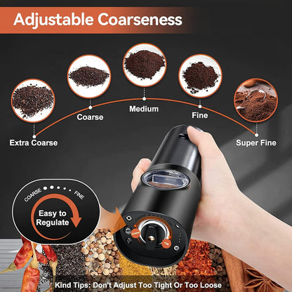 Rechargeable electric pepper & salt mills. Cordless stainless steel grinders, adjustable for perfect seasoning.
