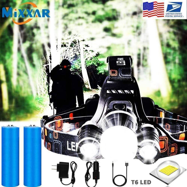 Rechargeable LED headlamp, 230-degree illumination for outdoor hiking & camping adventures