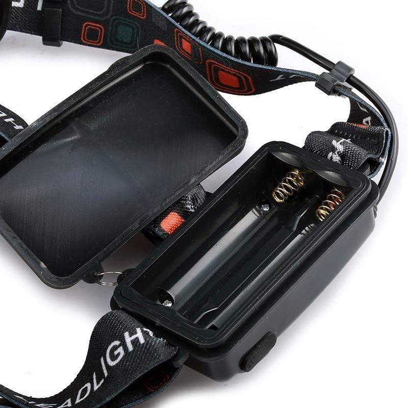 Compact rechargeable headlamp featuring multiple light modes for camping, hiking, and emergencies