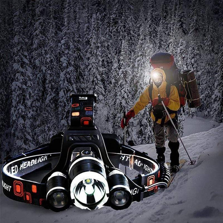Hands-free LED torch headlamp, powerful illumination for adventurers, runners, and campers