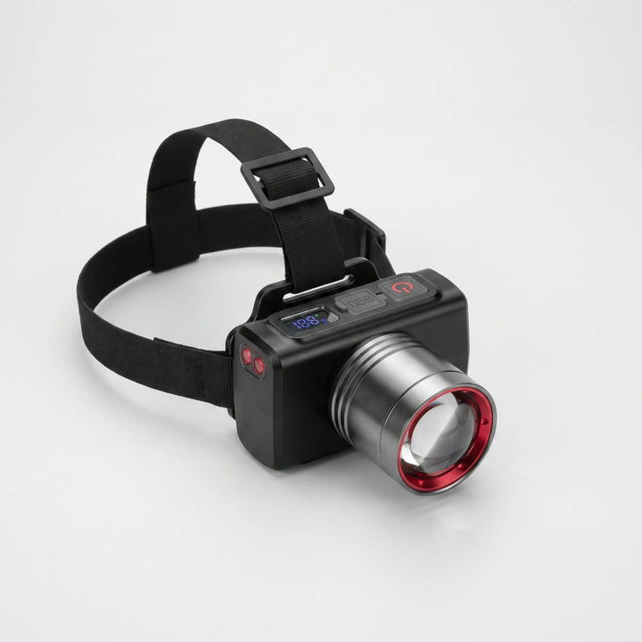 Bright, hands-free rechargeable LED headlamp, ideal for hiking, camping, & emergencies. Comfortable adjustable strap.