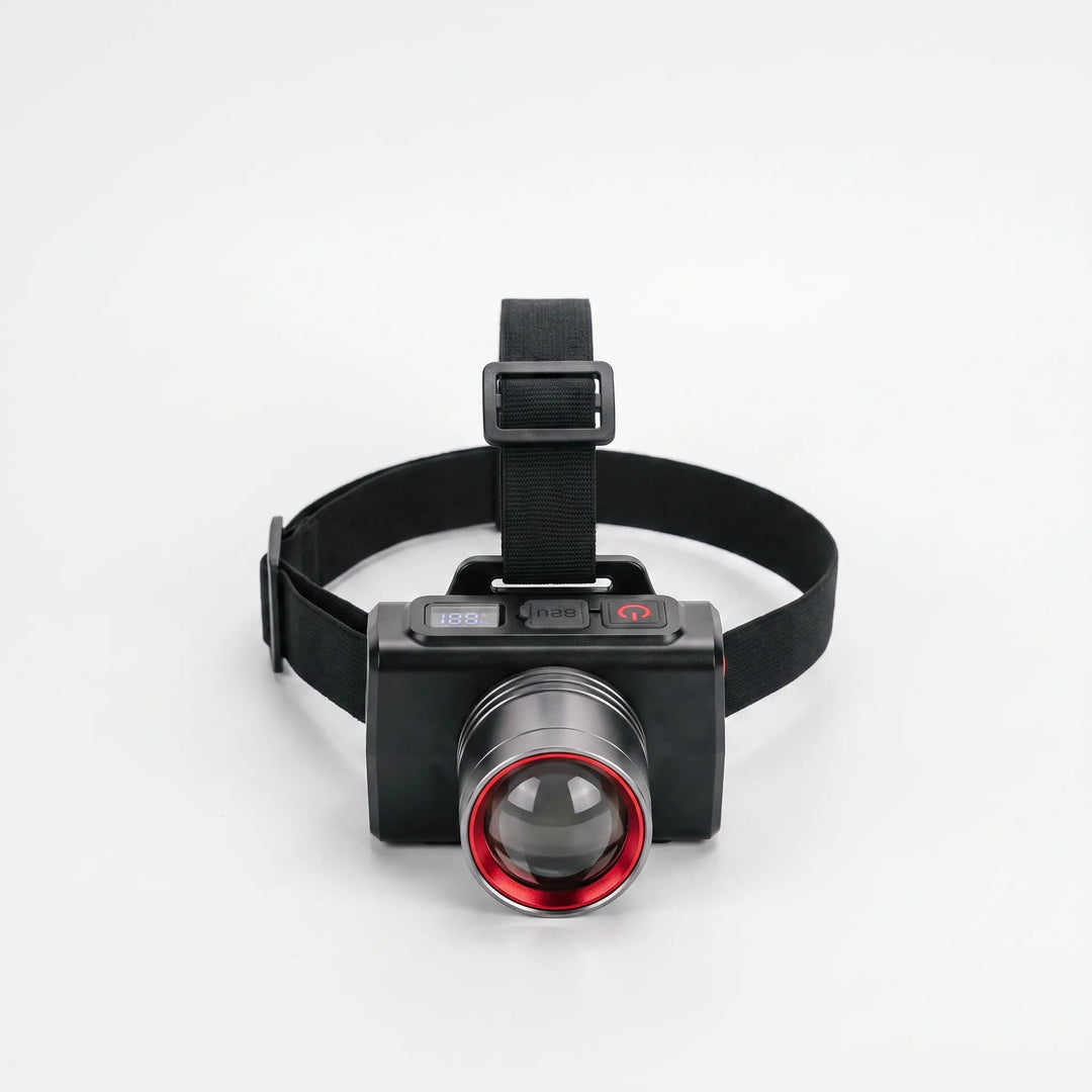 Compact & lightweight rechargeable LED headlamp for outdoor adventures, home repairs, & emergency lighting. Adjustable.