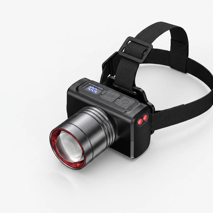 Powerful LED headlamp, rechargeable & hands-free. Perfect for night hiking, camping, fishing, & DIY projects. Adjustable.