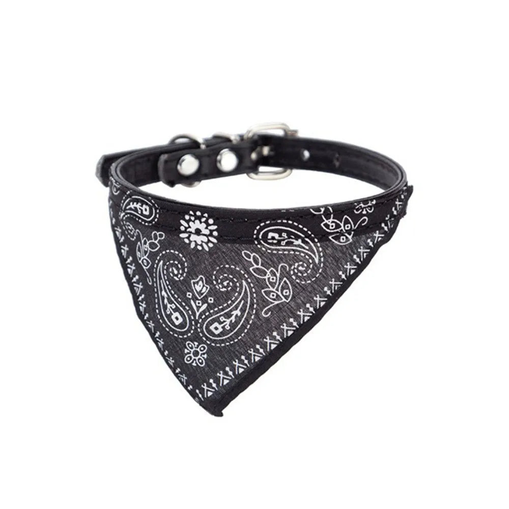 Blue adjustable pet bandana collar, comfortable and fashionable accessory for cats and small dogs.