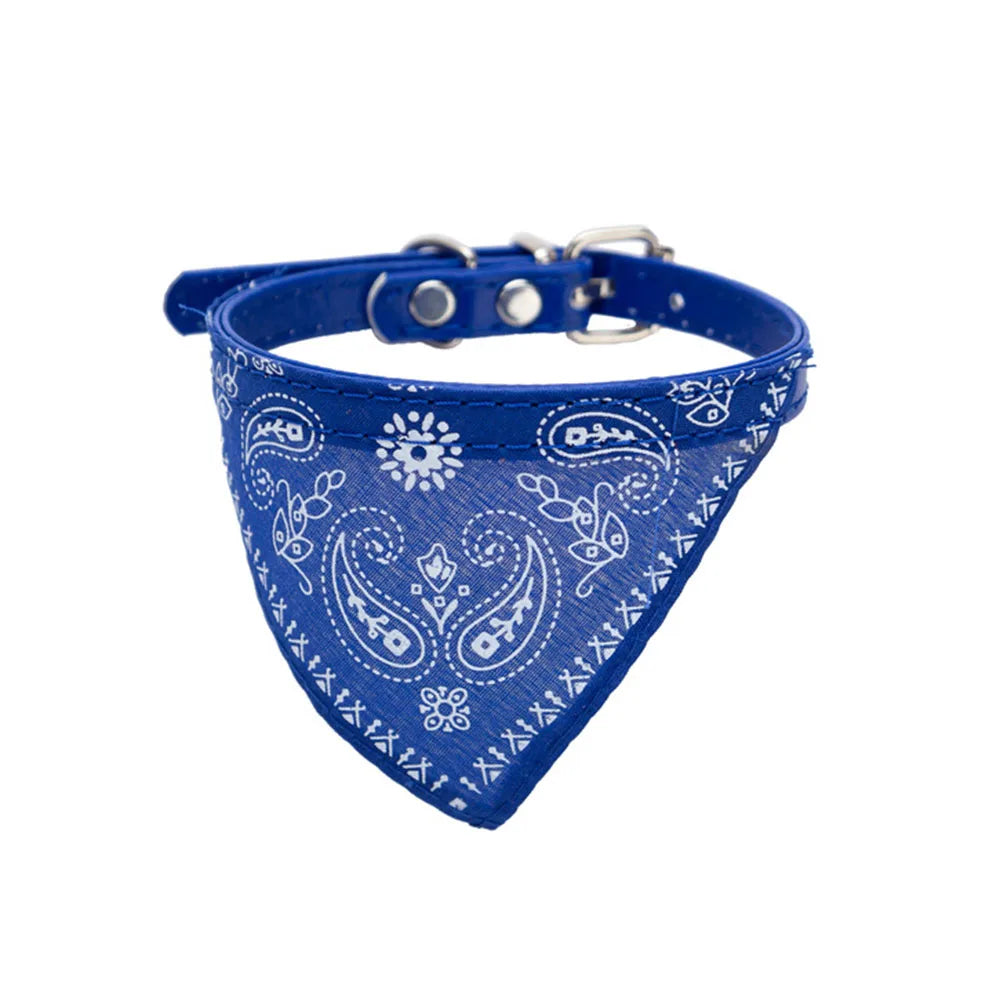 Stylish pet fashion: Adjustable cat bandana collar in red, black, and blue, a comfortable pet accessory.
