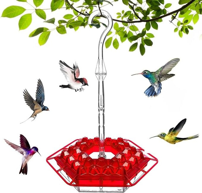Easy-fill ant-proof hummingbird feeder, designed for outdoor hanging and attracting many garden birds.