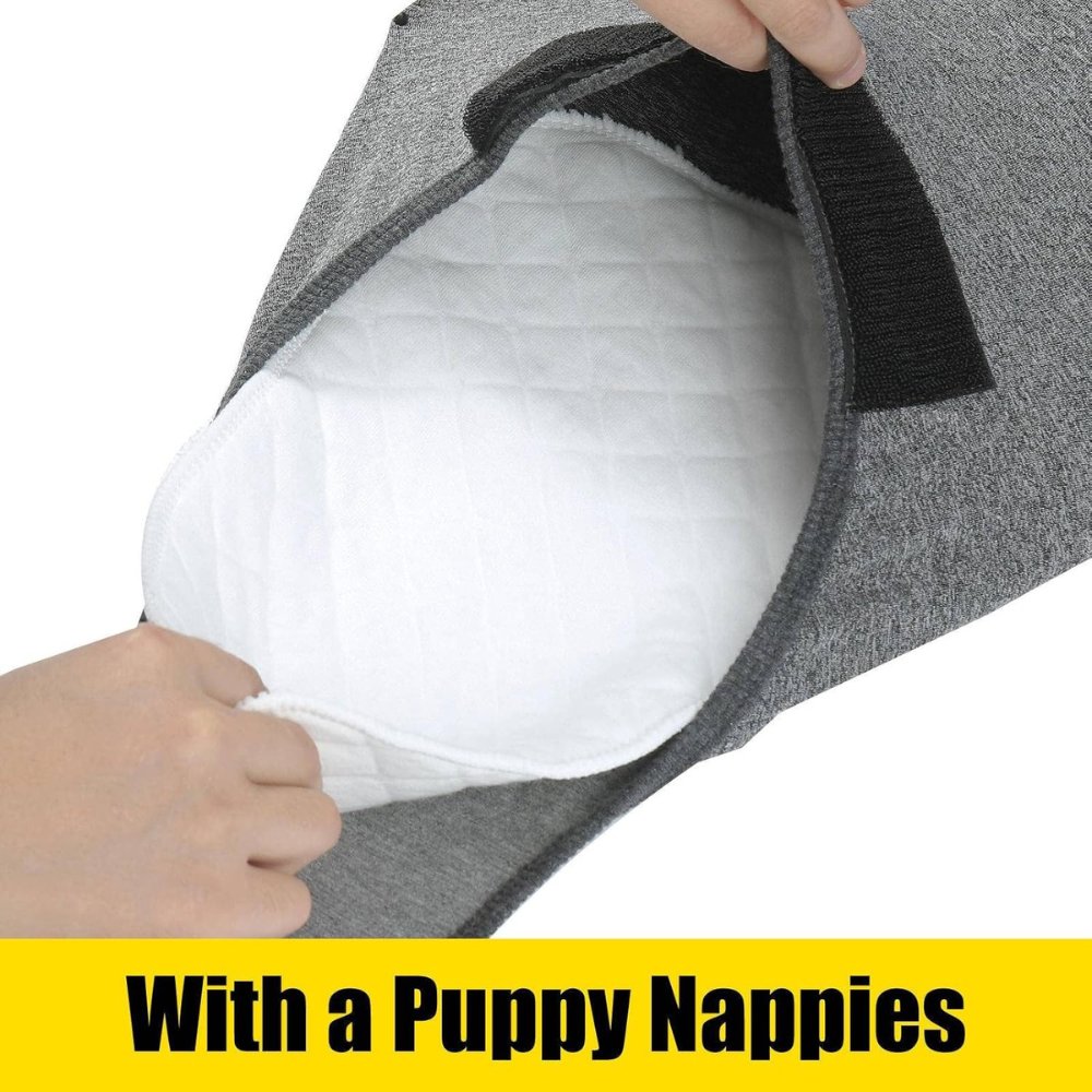 Soft red dog recovery suit for anxiety relief & post-op care. Keeps wounds clean, comfy for dog health & speedy recovery.
