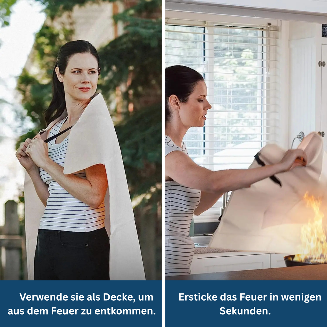 Packaged fire blanket, ready for quick access in emergency situations for home safety.