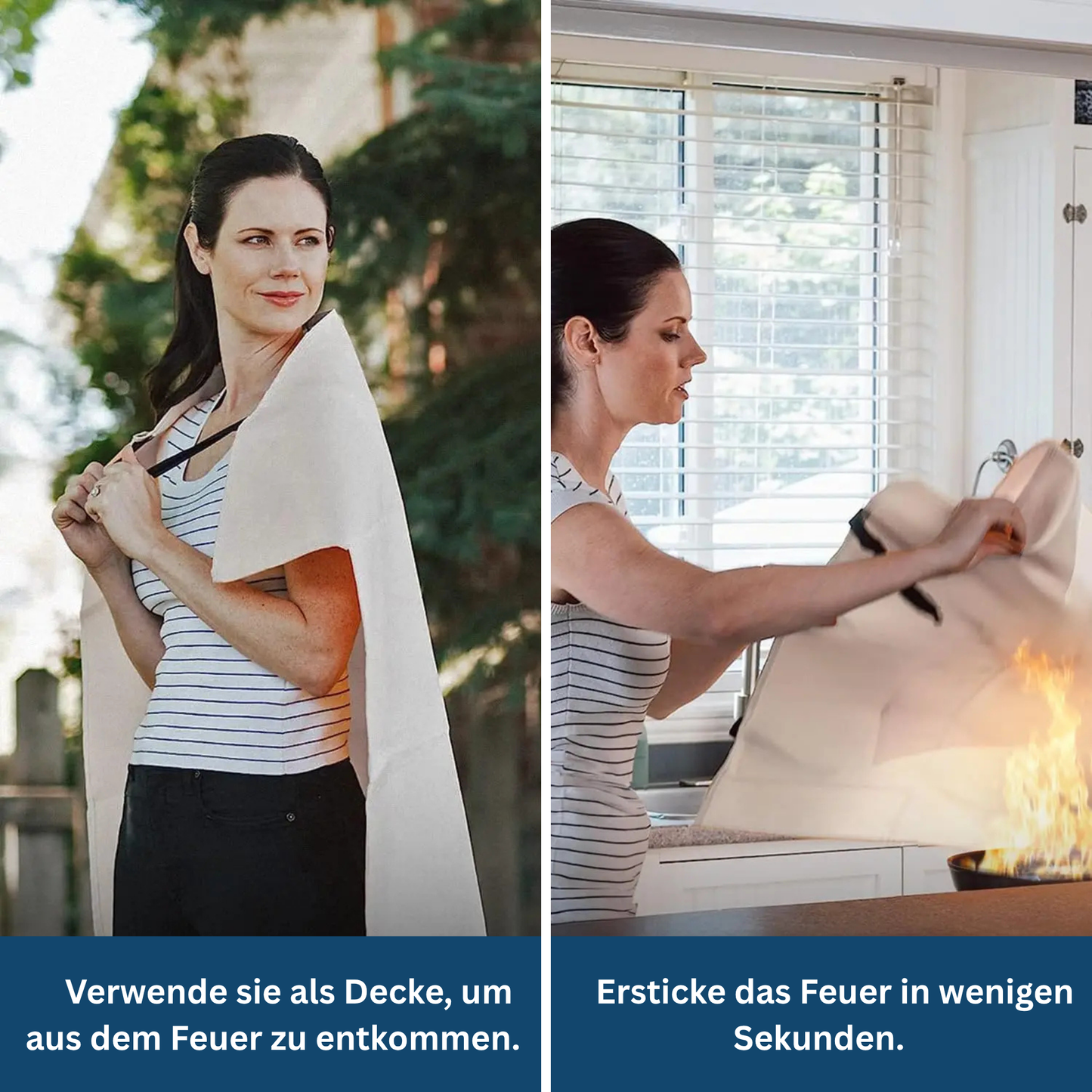 Packaged fire blanket, ready for quick access in emergency situations for home safety.