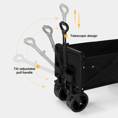 Folding utility wagon demonstrating its easy fold mechanism for convenient storage
