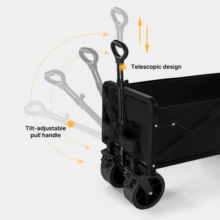 Folding utility wagon demonstrating its easy fold mechanism for convenient storage