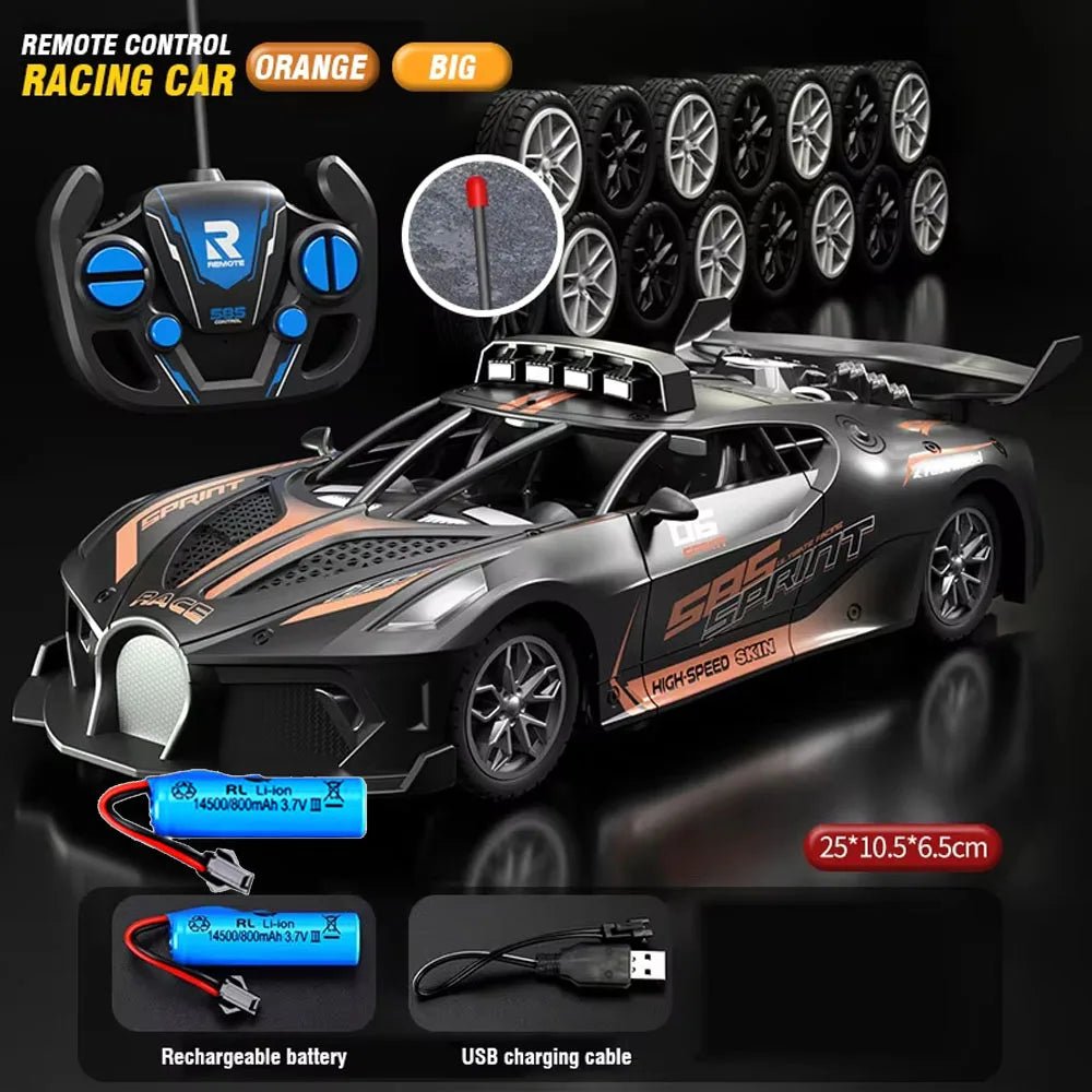 Bright blue remote control drift car, a thrilling RC toy gift for kids.
