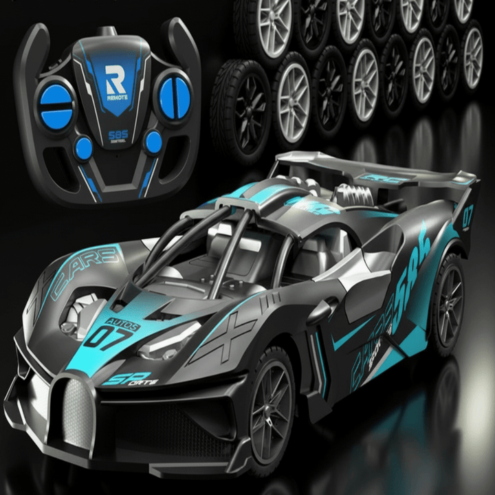 Orange durable remote control drift car, exciting RC vehicle for children's entertainment.