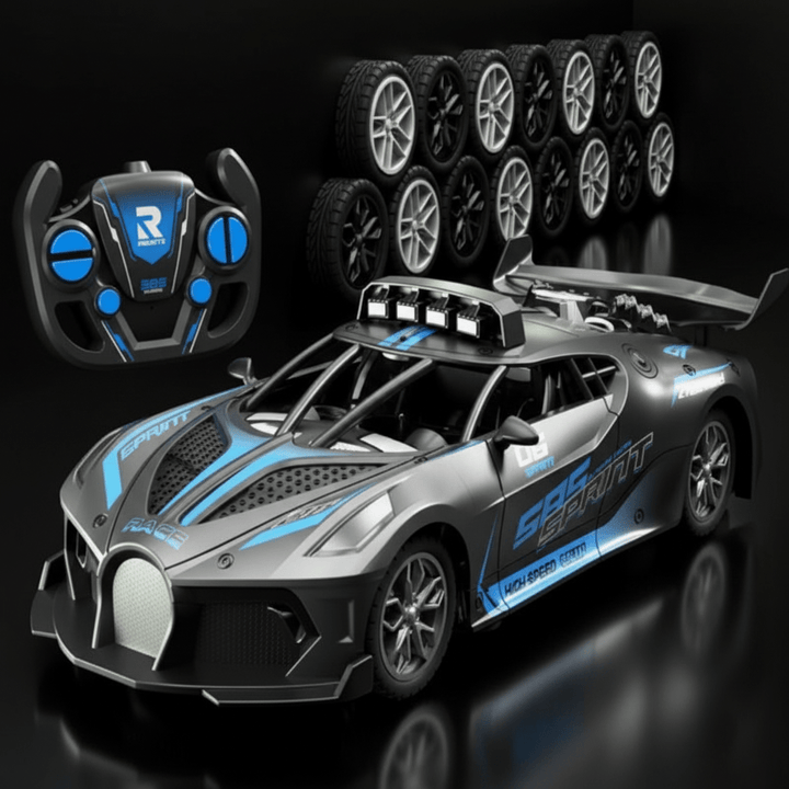 Sleek black remote control drift car, a high-quality RC toy for ultimate kid fun.