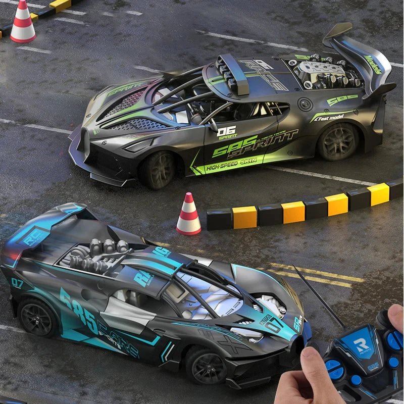 Yellow durable remote control drift car for kids, exciting hobby vehicle.